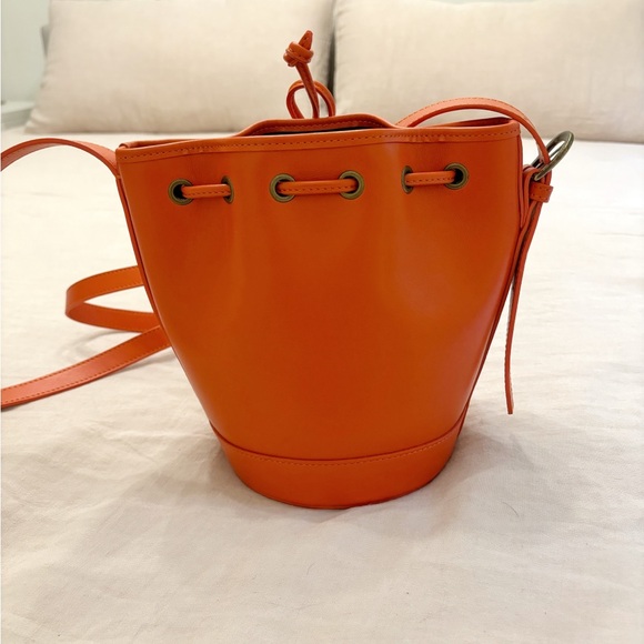 Sezane Farrow Mini Leather Bag NEW Bright Orange Red - Picture 9 of 11
